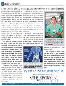 patient success story, back to work, spine surgery, herniated disc, spinal stenosis recovery, relief of pain, south carolina, greenville, greenwood